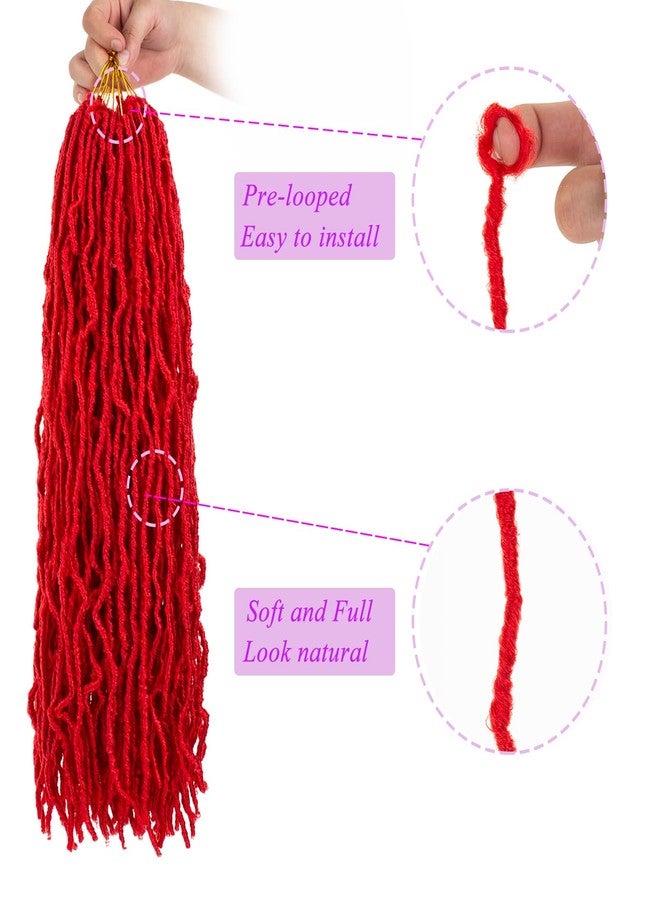 ZRQ 24 Inch New Faux Locs Crochet Hair 7 Packs Red Goddess Locs Crochet Hair Pre-Looped Soft Locs Braiding Hair Afro Roots Synthetic Hair Extensions (24 Inch, RED#) - Image 4